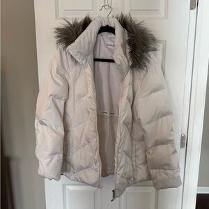 Calvin Klein White Fur-Lined Jacket